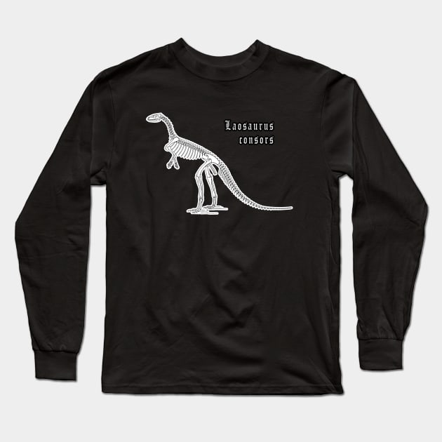 🦖 Fossil Skeleton of Laosaurus consors Dinosaur Species Long Sleeve T-Shirt by Pixoplanet